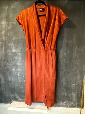 Vintage Ursula of Switzerland Burnt Orange Disco Hostess Dress 70s 80s XS S